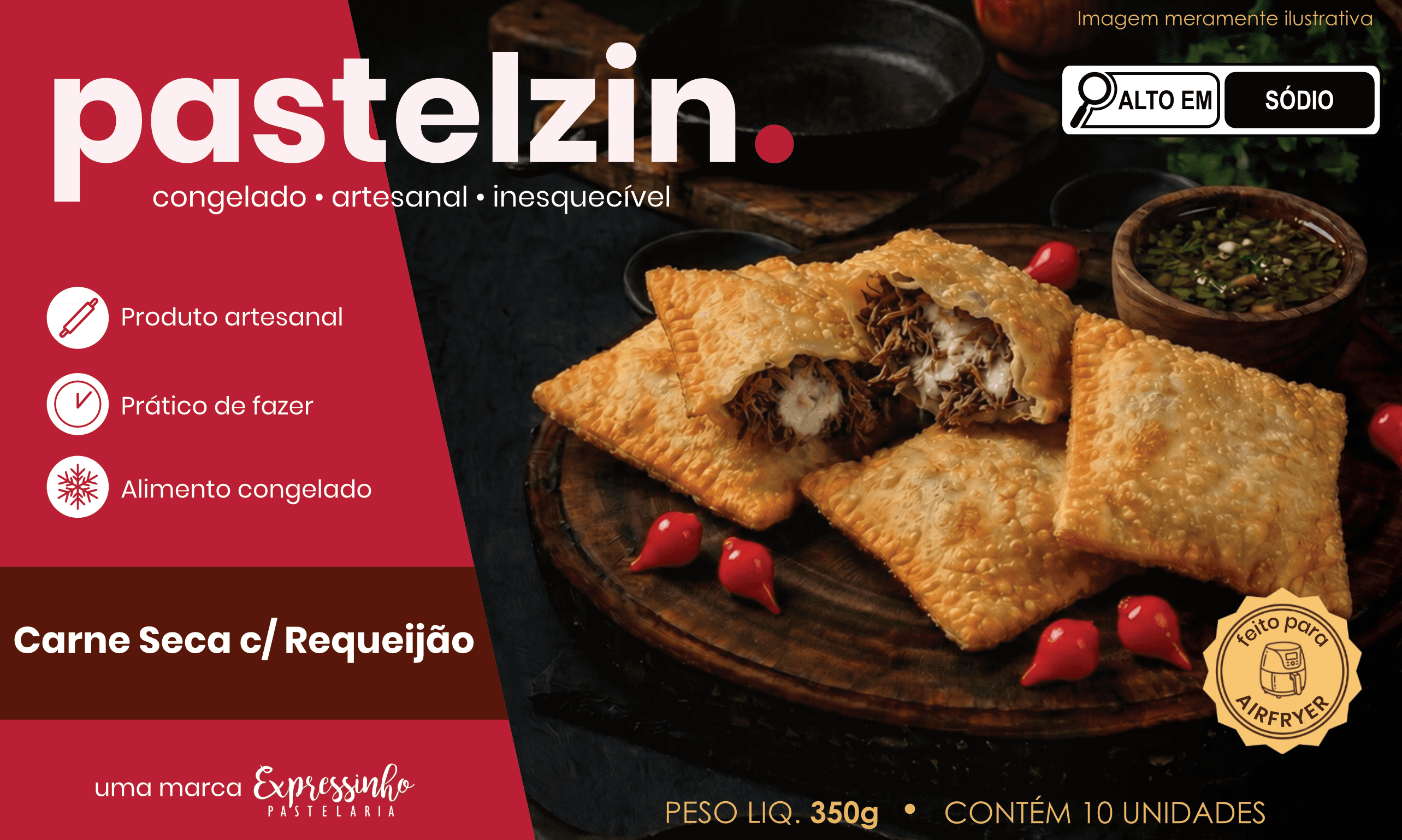 Caixa do mini pastel de Carne Seca da Pastelzin