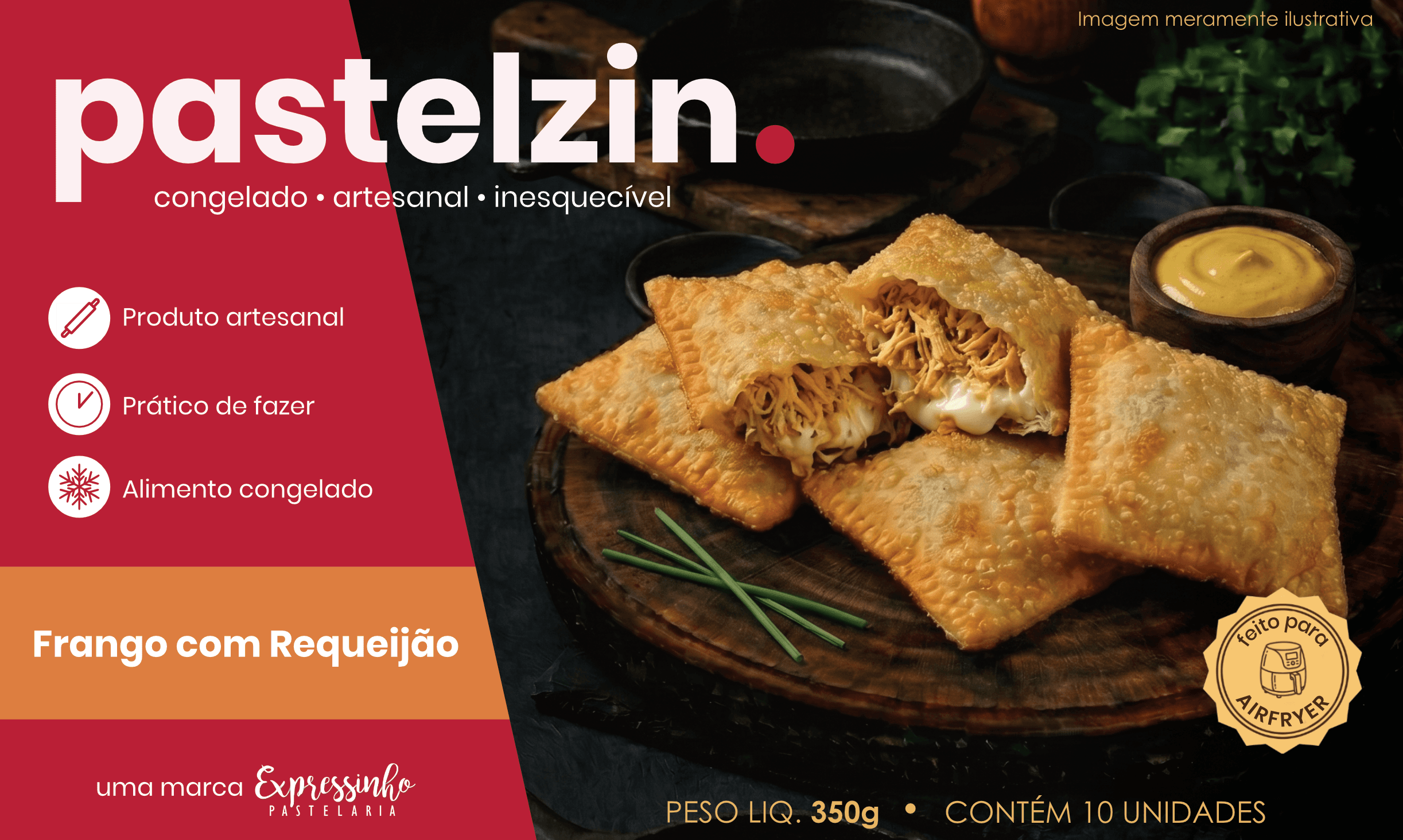 Caixa do mini pastel de Frango com Requeijão da Pastelzin